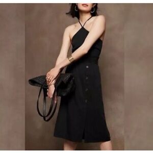 NWT Banana Republic Halter midi black dress resort summer size 6